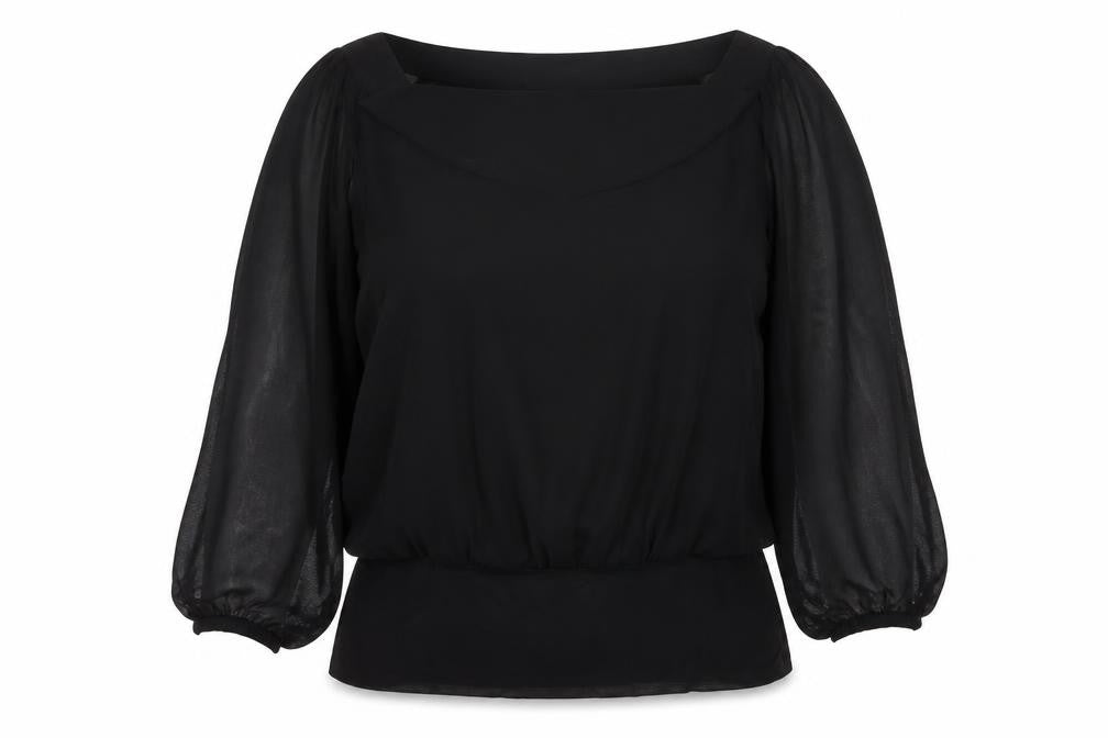 Coast Women’s Black Size 14 Sheer Balloon Sleeve Chiffon Blouse