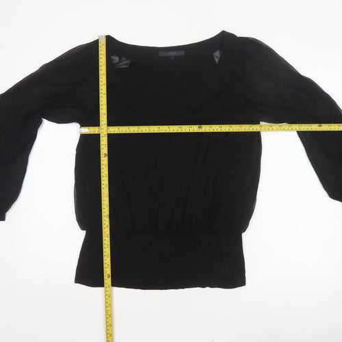 Coast Women’s Black Size 14 Sheer Balloon Sleeve Chiffon Blouse