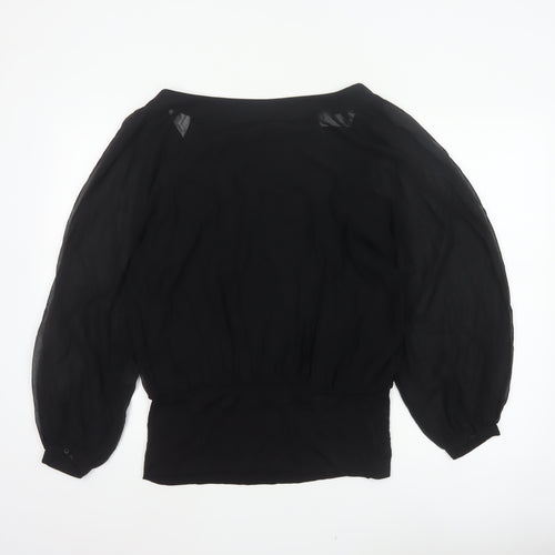Coast Women’s Black Size 14 Sheer Balloon Sleeve Chiffon Blouse