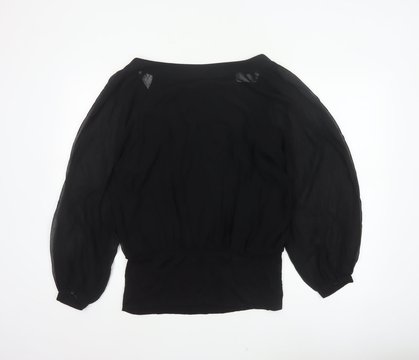 Coast Women’s Black Size 14 Sheer Balloon Sleeve Chiffon Blouse