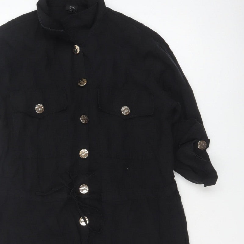 Additional view of River Island Women Black, size 10, Utility Button Belted Long Sleeve Playsuit