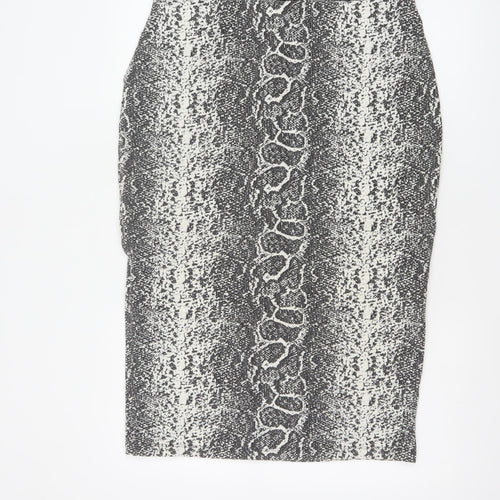 Marks & Spencer Women Black Mix UK 14 Geometric Stretch Pencil Skirt