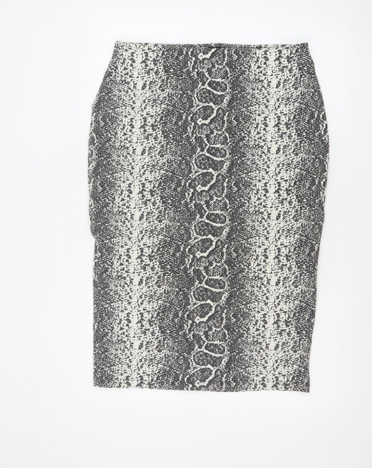 Marks & Spencer Women Black Mix UK 14 Geometric Stretch Pencil Skirt