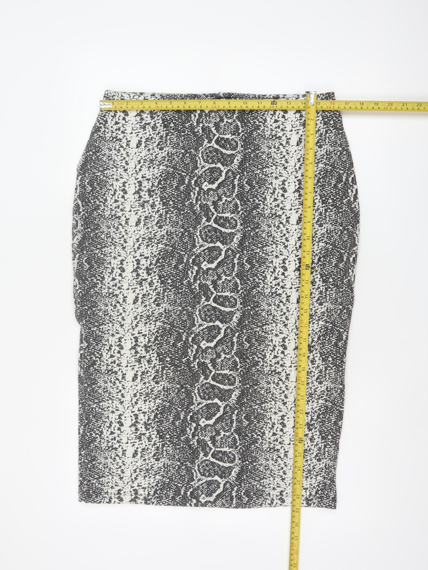 Marks & Spencer Women Black Mix UK 14 Geometric Stretch Pencil Skirt