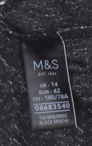 Marks & Spencer Women Black Mix UK 14 Geometric Stretch Pencil Skirt