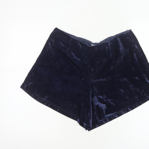 Johnnie b Women’s Blue Velvet Shorts UK 30 Party High Rise