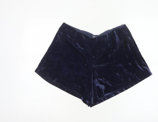 Johnnie b Women’s Blue Velvet Shorts UK 30 Party High Rise