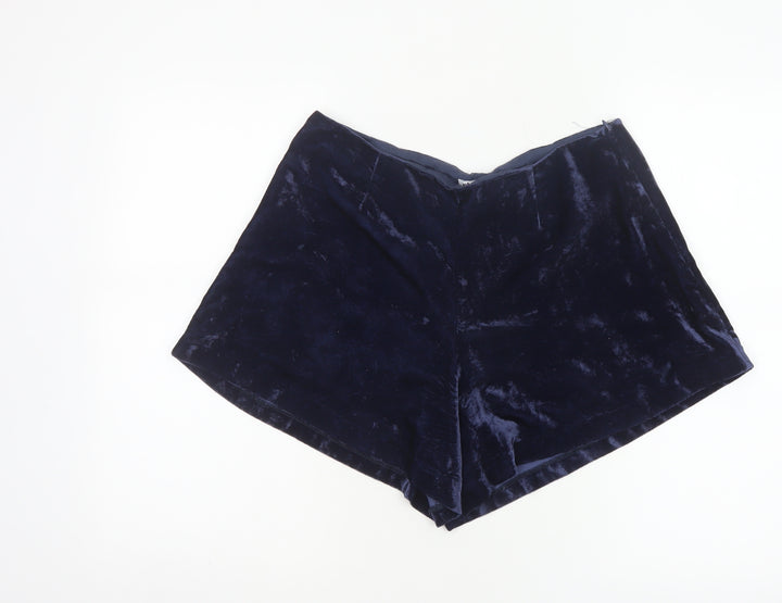 Johnnie b Women’s Blue Velvet Shorts UK 30 Party High Rise