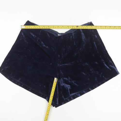 Johnnie b Women’s Blue Velvet Shorts UK 30 Party High Rise