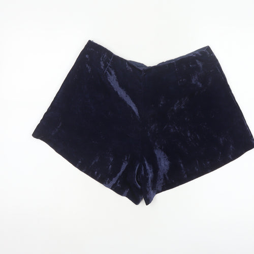 Johnnie b Women’s Blue Velvet Shorts UK 30 Party High Rise