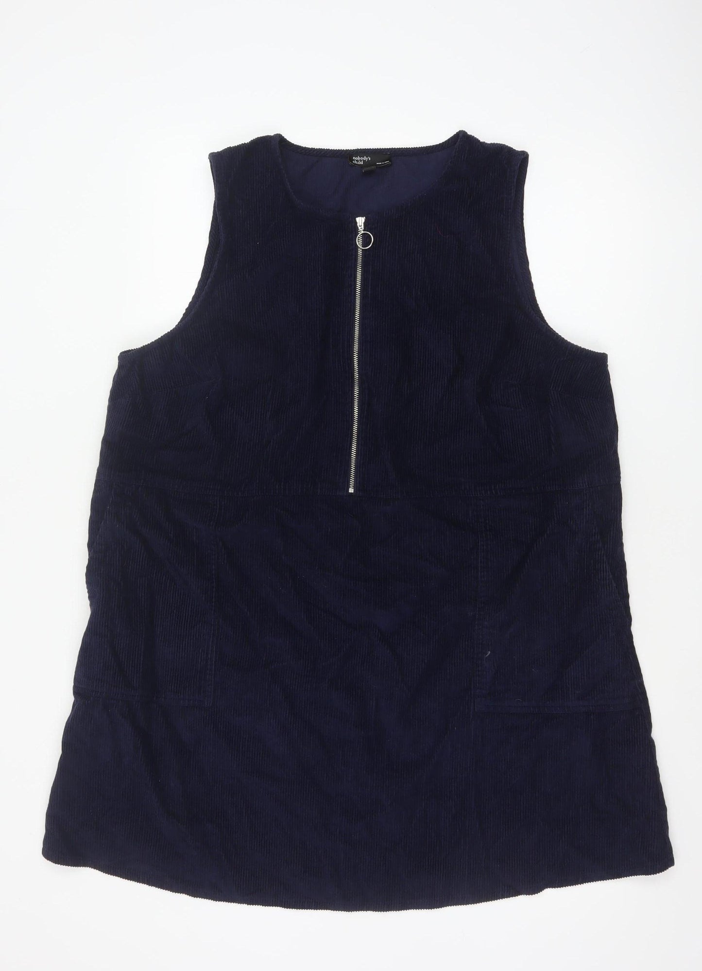 Nobody's Child Women’s Navy Blue UK 18 Corduroy Pinafore Zip Dress