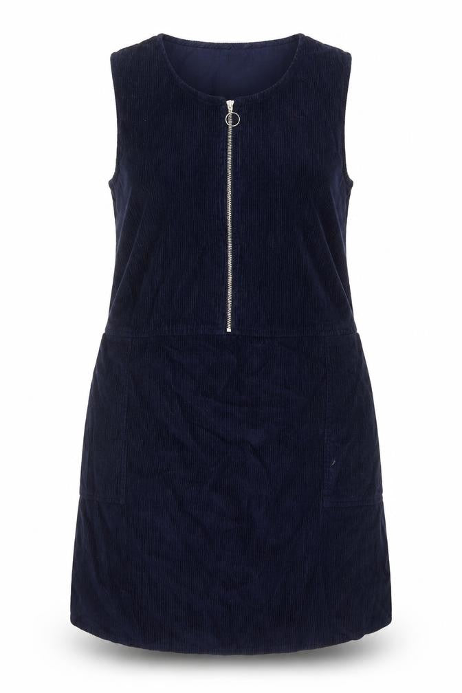 Nobody's Child Women’s Navy Blue UK 18 Corduroy Pinafore Zip Dress