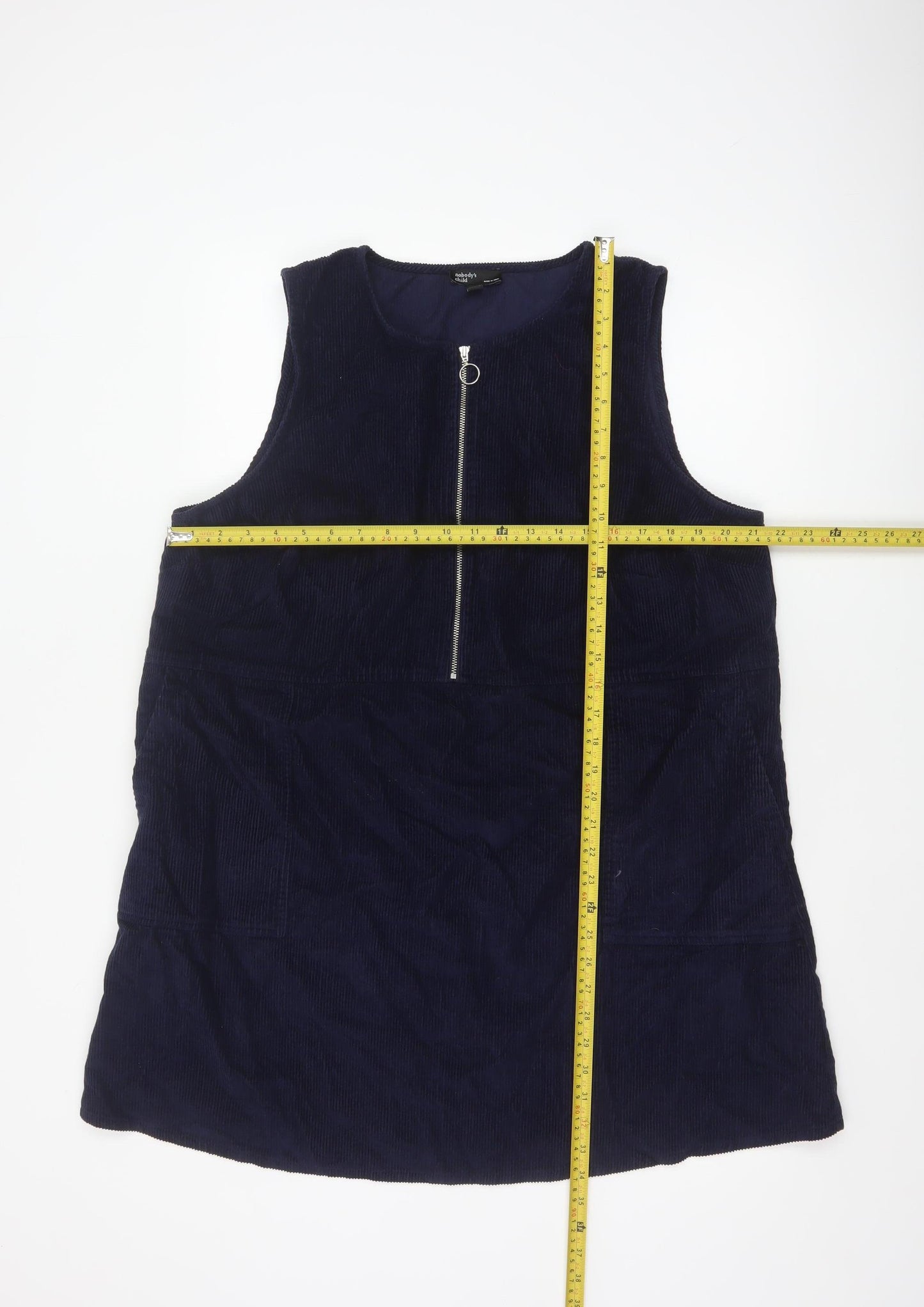 Nobody's Child Women’s Navy Blue UK 18 Corduroy Pinafore Zip Dress