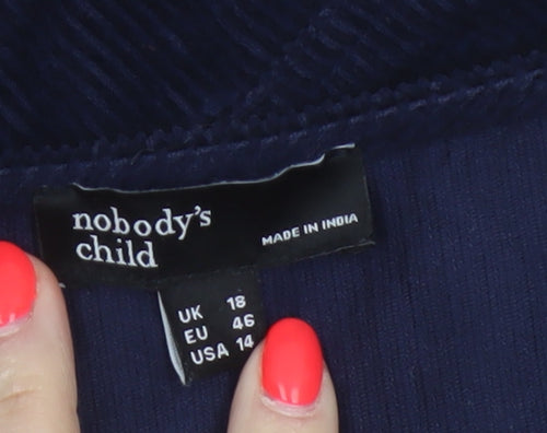Nobody's Child Women’s Navy Blue UK 18 Corduroy Pinafore Zip Dress