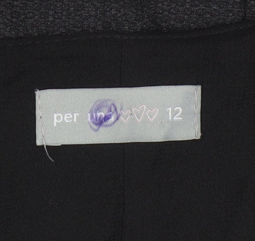 Per Una Women Black & Grey UK 12 Pencil Dress Puff Sleeve Workwear