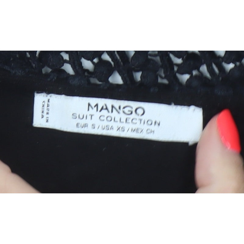 Mango Women Black Size S Crochet Keyhole Sleeveless Tank Top