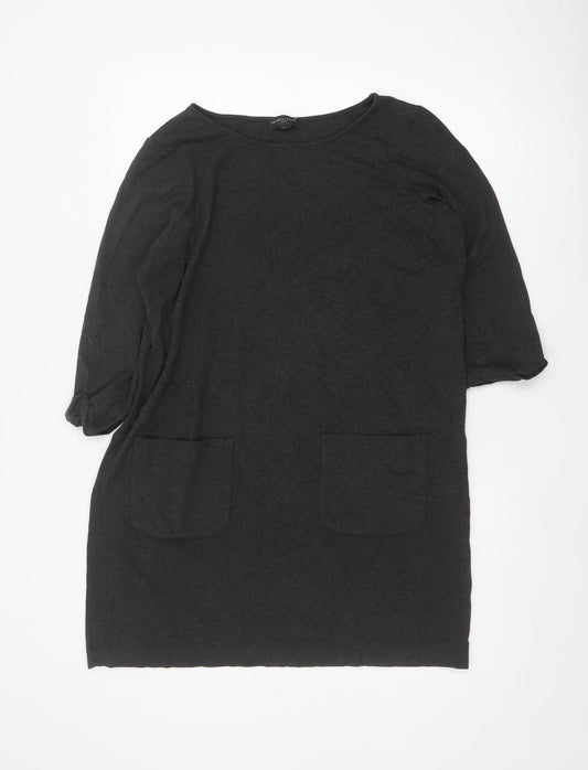The White Company Women Black UK 14 Jersey Tunic Pocket Top