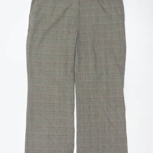 Marks & Spencer Women Grey Check Straight Trousers UK 18 Medium