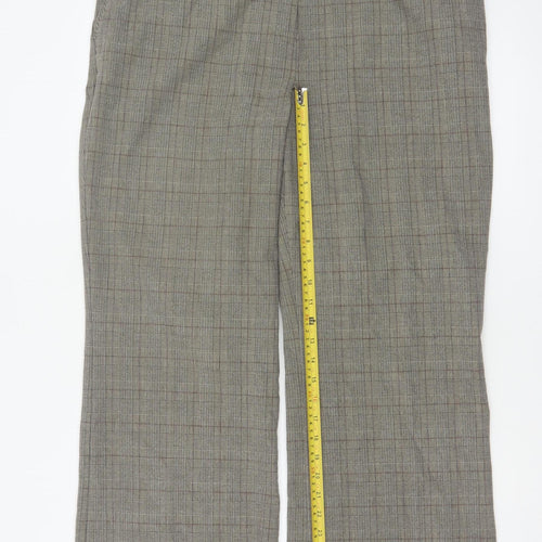 Marks & Spencer Women Grey Check Straight Trousers UK 18 Medium