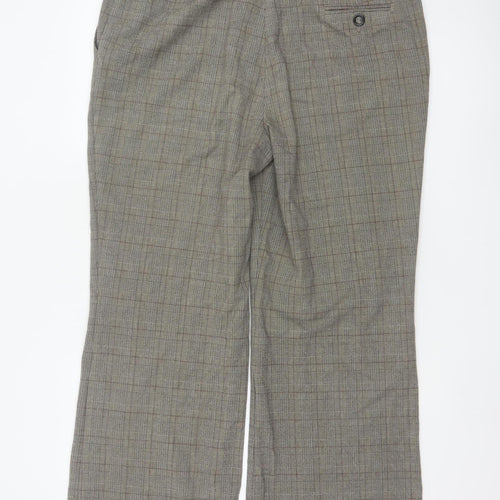 Marks & Spencer Women Grey Check Straight Trousers UK 18 Medium