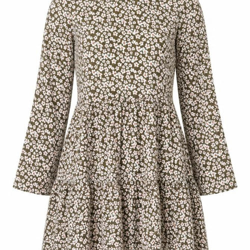 ASOS Design Women Green Floral Fit & Flare Knee Length Dress UK 10