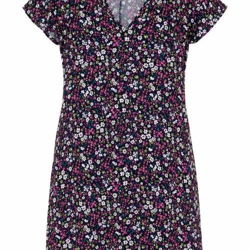 Gap Women Black Floral V-Neck Cap Sleeve Knee Length Dress UK 10