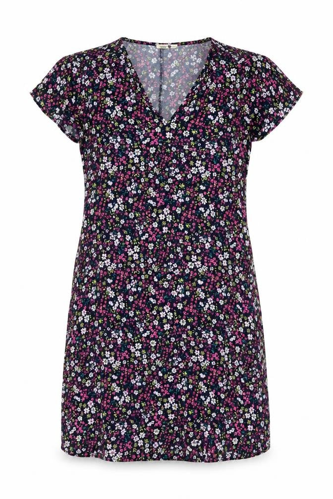 Gap Women Black Floral V-Neck Cap Sleeve Knee Length Dress UK 10