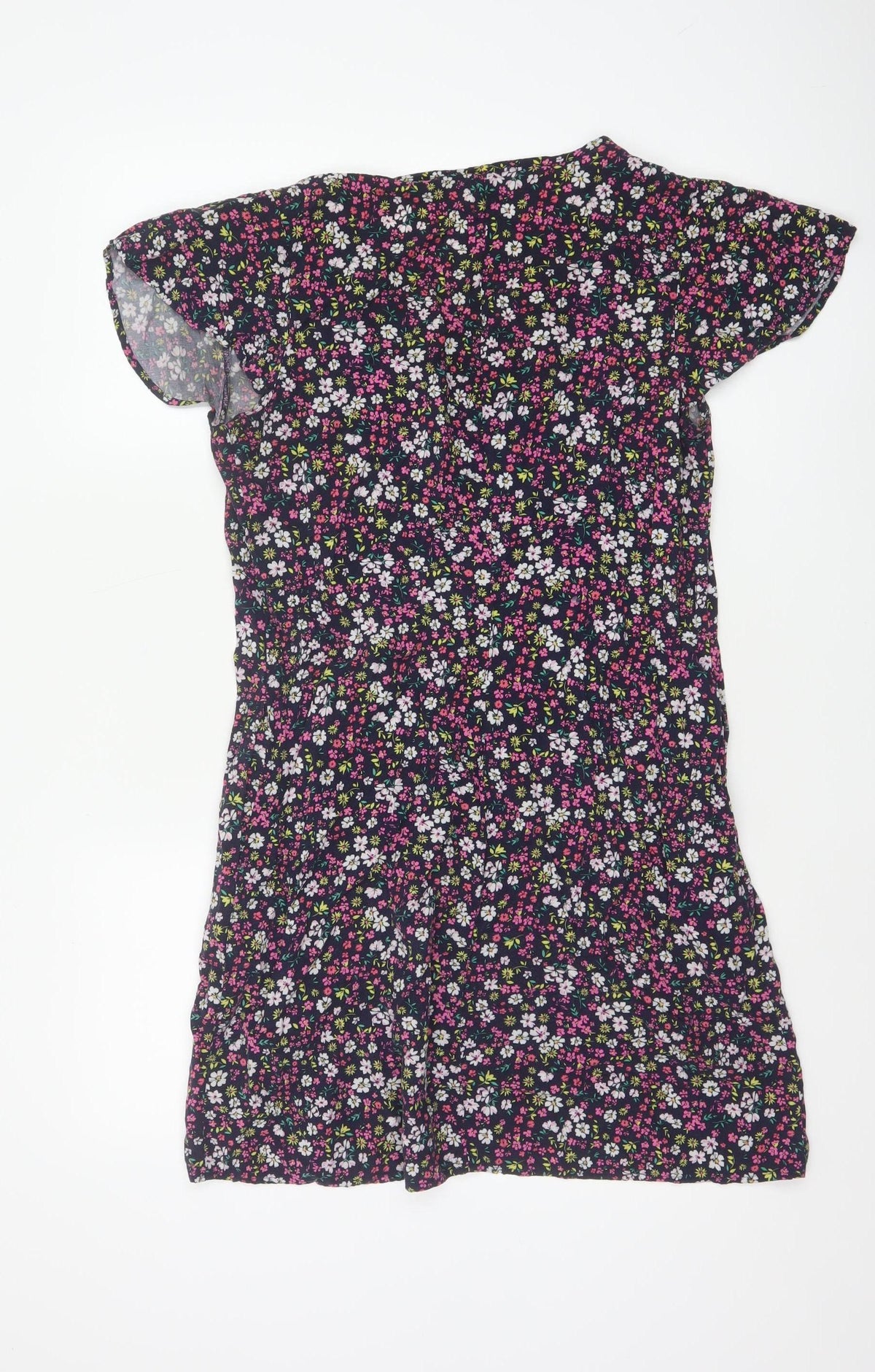 Gap Women Black Floral V-Neck Cap Sleeve Knee Length Dress UK 10