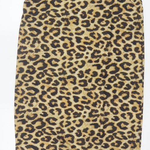 Pull&Bear Women Brown Leopard Print XL Asymmetric Midi Pencil Skirt