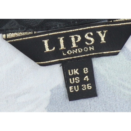 Lipsy Women Black Floral Belted Shirt Dress UK 8 Knee Length