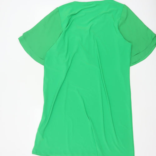 Next Women Green UK 16 Shift Dress Kimono Sleeve V-Neck Zip