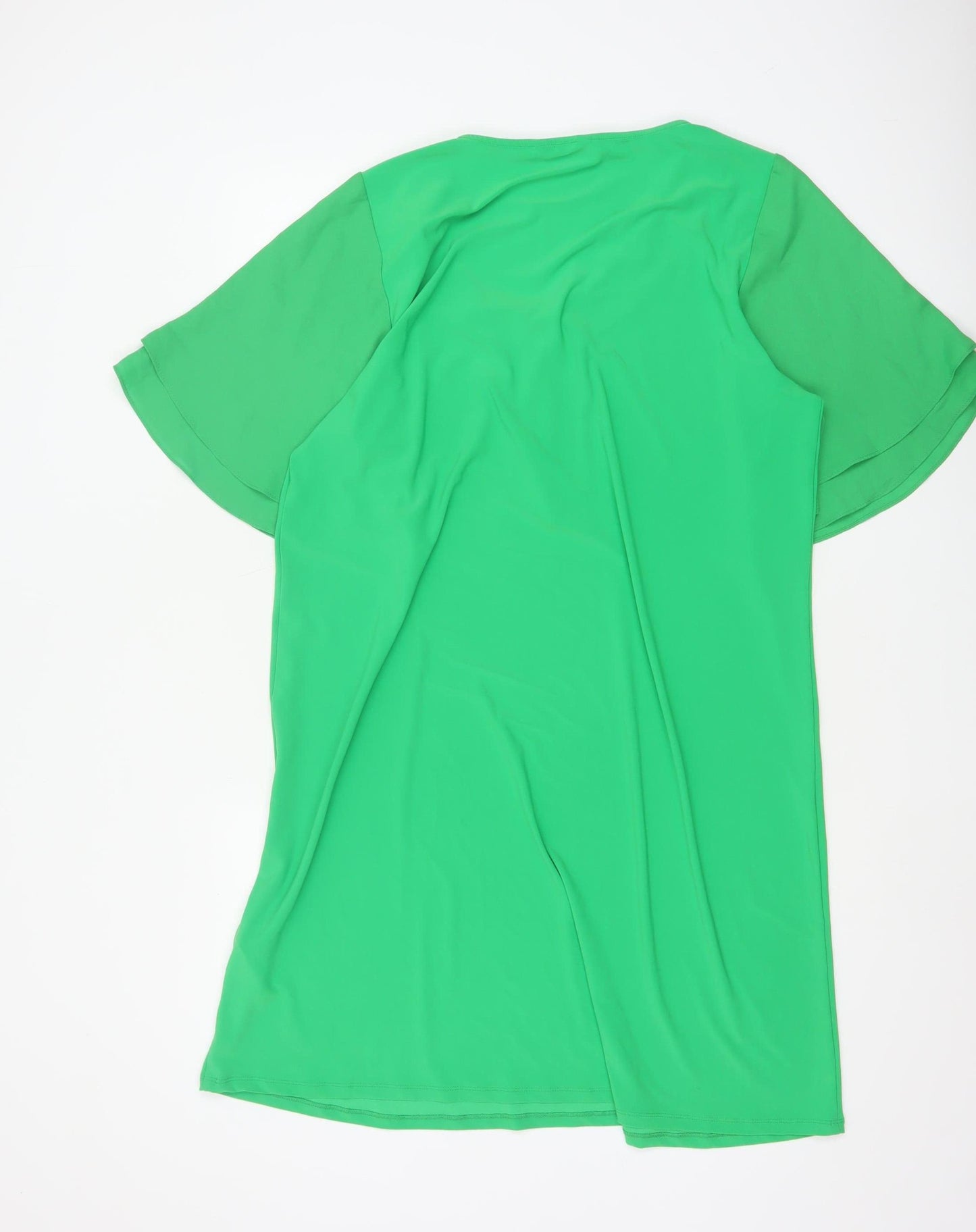 Next Women Green UK 16 Shift Dress Kimono Sleeve V-Neck Zip