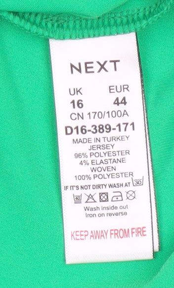 Next Women Green UK 16 Shift Dress Kimono Sleeve V-Neck Zip