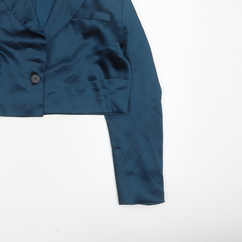 Additional view of 4th Reckless Women’s Blue UK 10 Cropped Satin Blazer One Button