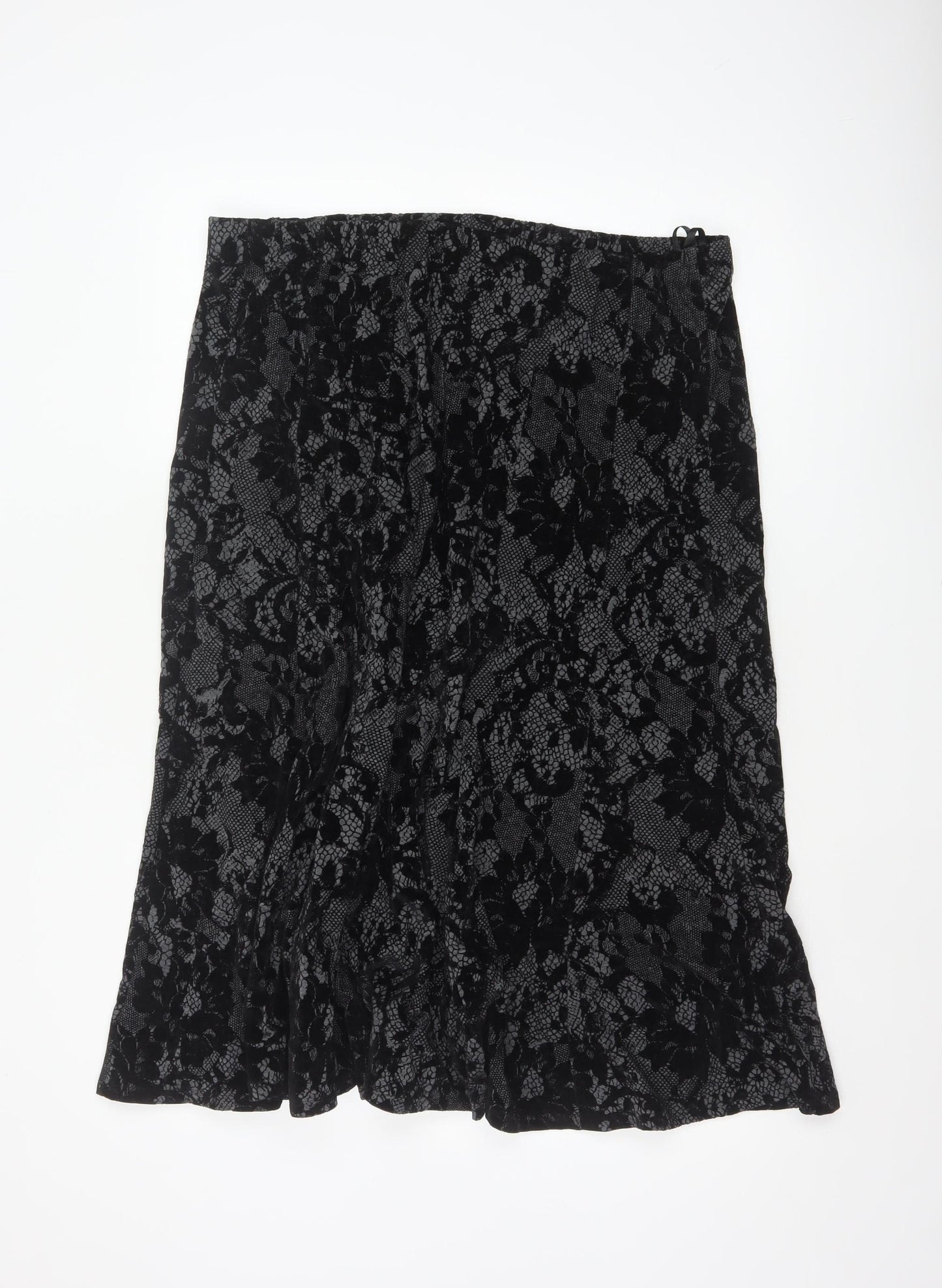 Per Una Women’s Black UK 18 Floral Lace Midi Flare Skirt
