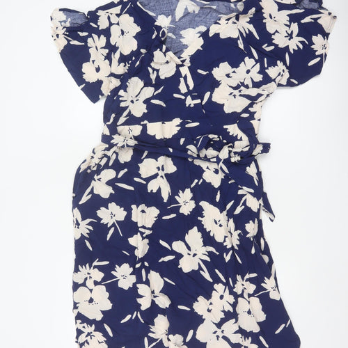 Bravissimo Women Blue Floral Wrap Knee Dress UK 18 Viscose