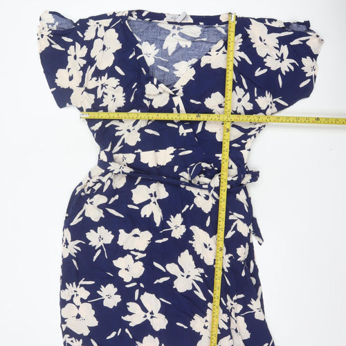 Bravissimo Women Blue Floral Wrap Knee Dress UK 18 Viscose