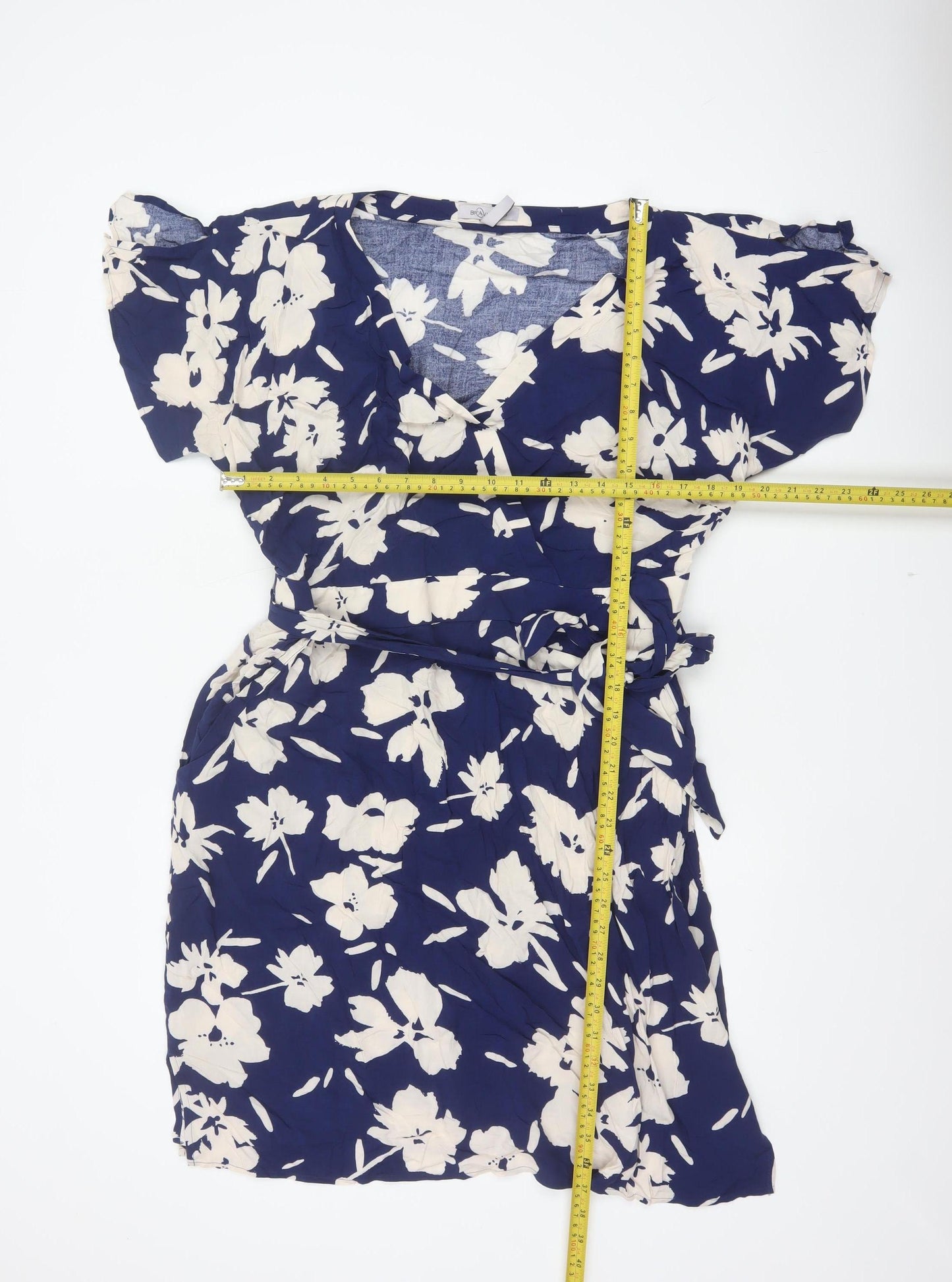 Bravissimo Women Blue Floral Wrap Knee Dress UK 18 Viscose