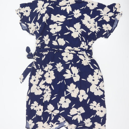 Bravissimo Women Blue Floral Wrap Knee Dress UK 18 Viscose