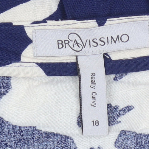 Bravissimo Women Blue Floral Wrap Knee Dress UK 18 Viscose
