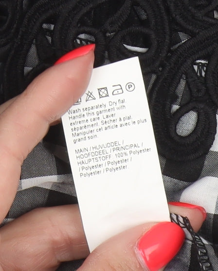 River Island Women Black White Gingham Off Shoulder Shift Dress UK 14