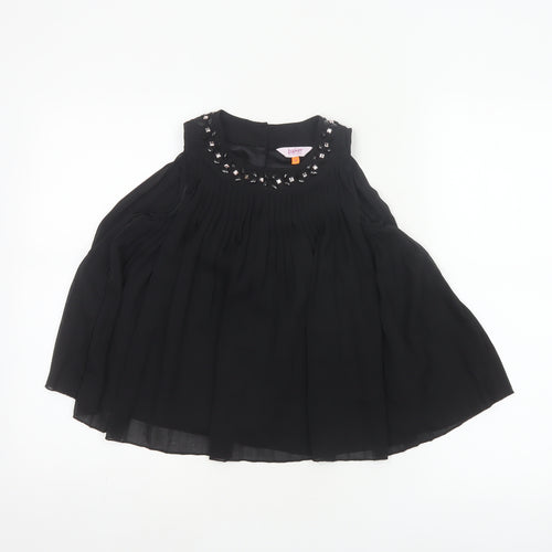 Baker by Ted Baker Girls Black 2-3 Years Pleated Rhinestone Blouse