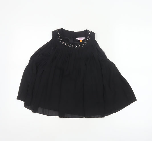 Baker by Ted Baker Girls Black 2-3 Years Pleated Rhinestone Blouse