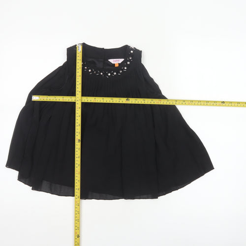 Baker by Ted Baker Girls Black 2-3 Years Pleated Rhinestone Blouse