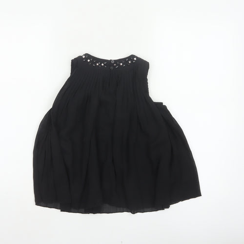 Baker by Ted Baker Girls Black 2-3 Years Pleated Rhinestone Blouse