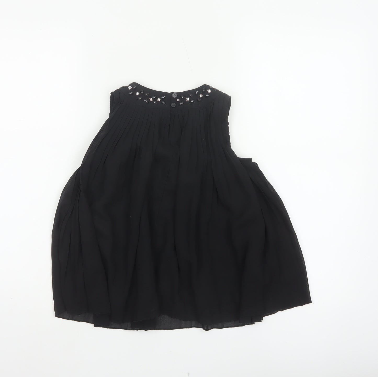 Baker by Ted Baker Girls Black 2-3 Years Pleated Rhinestone Blouse