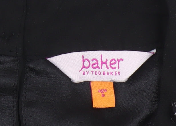 Baker by Ted Baker Girls Black 2-3 Years Pleated Rhinestone Blouse