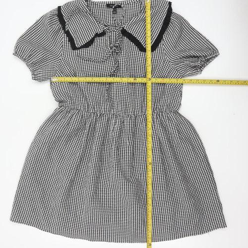 New Look Women’s Black White Gingham Fit & Flare Dress UK 18