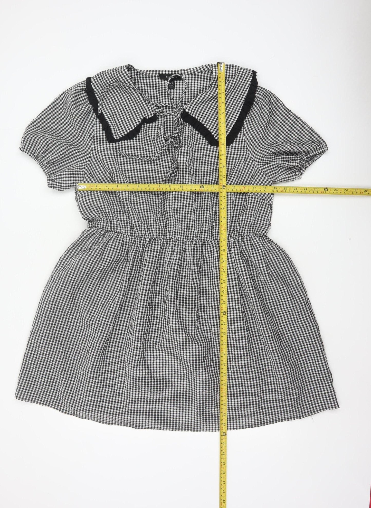 New Look Women’s Black White Gingham Fit & Flare Dress UK 18