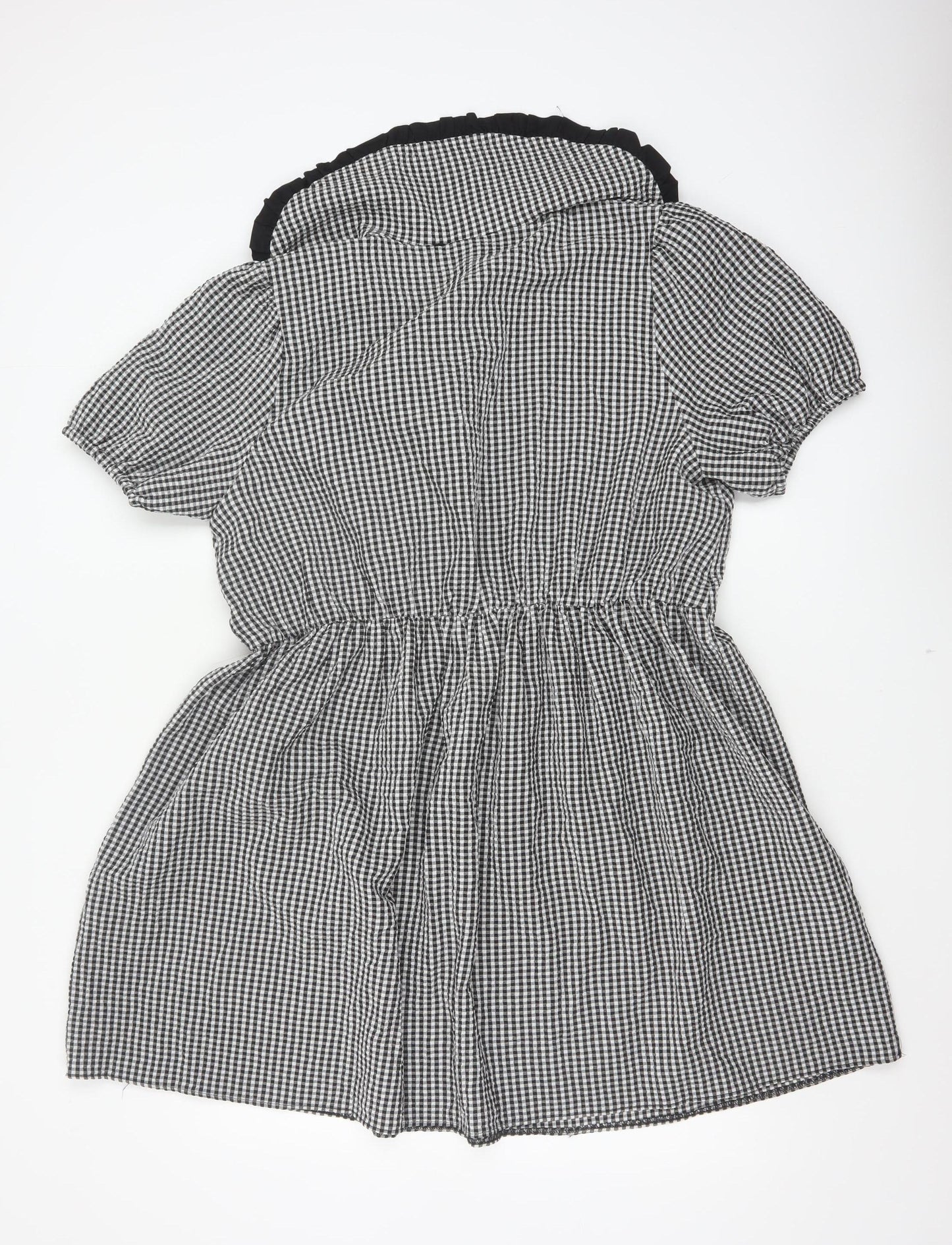 New Look Women’s Black White Gingham Fit & Flare Dress UK 18